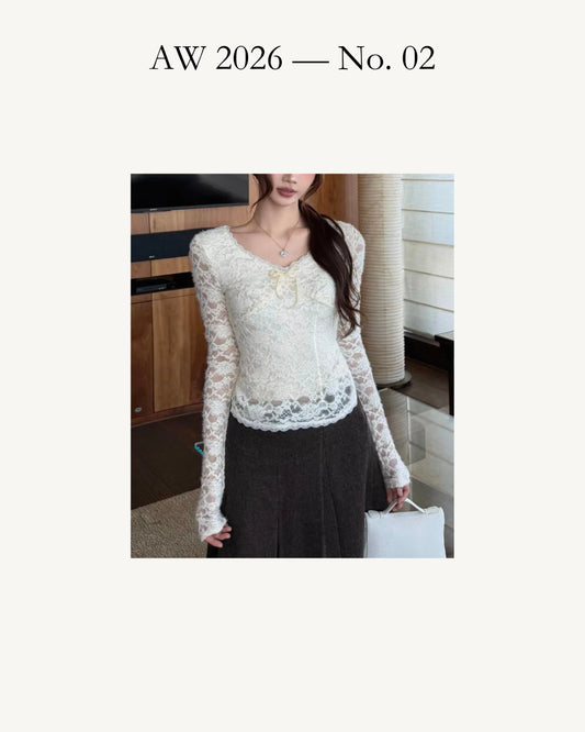 Mila Floral Lace Slim Fit Long Sleeve Top