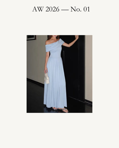 Nova Off-Shoulder Pleated Maxi Gown