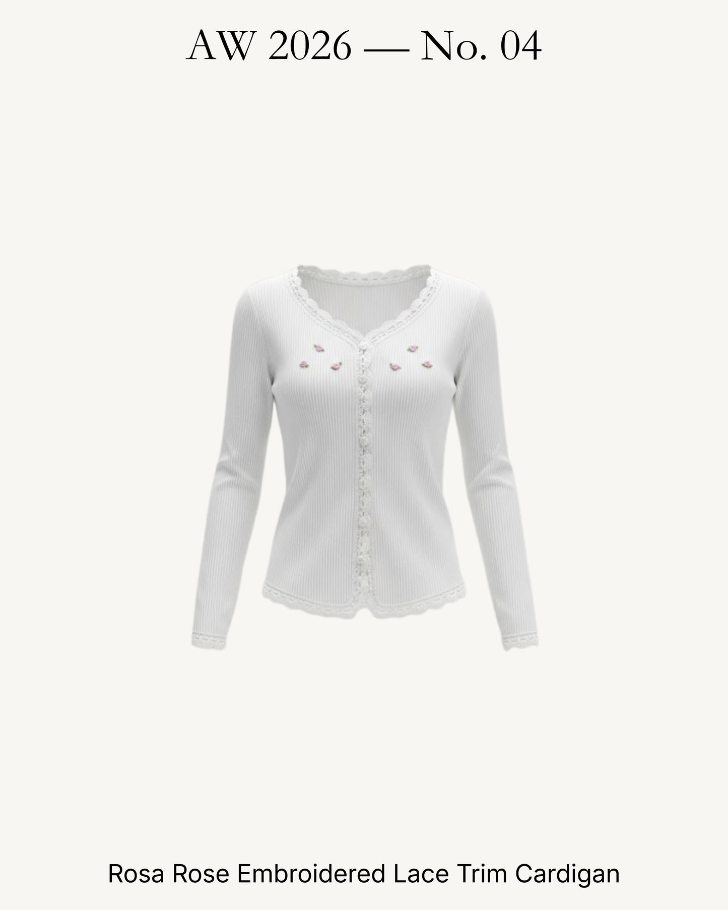 Rosa Rose Embroidered Lace Trim Cardigan