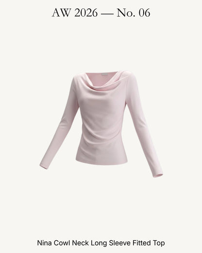 Nina Cowl Neck Long Sleeve Fitted Top